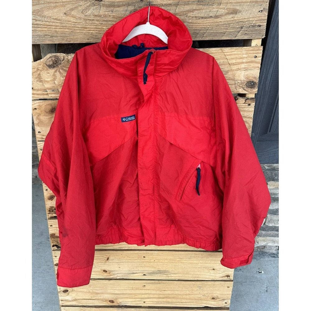 Columbia Whirlibird Jacket Mens Large L Coat Windbreaker Shell Red Outdoor Zip